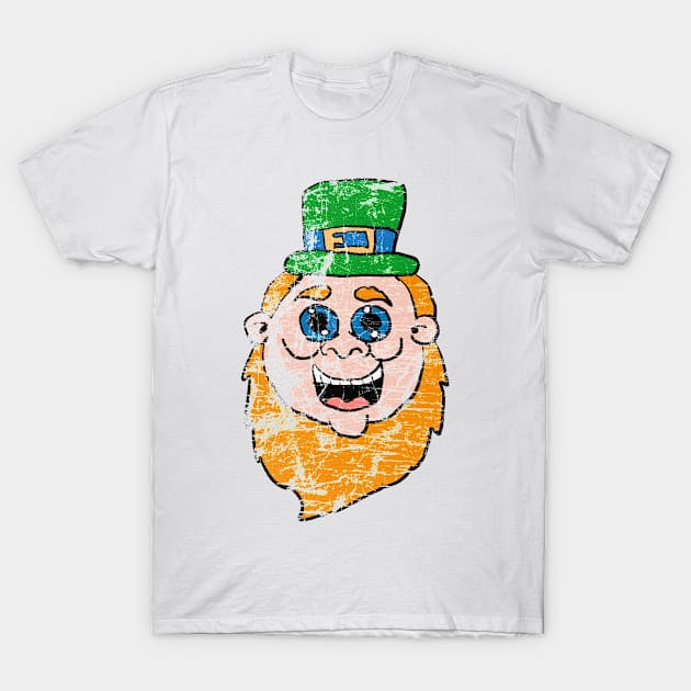 Grunge Distress Happy Leprechaun Face 2 T-Shirt by Eric03091978